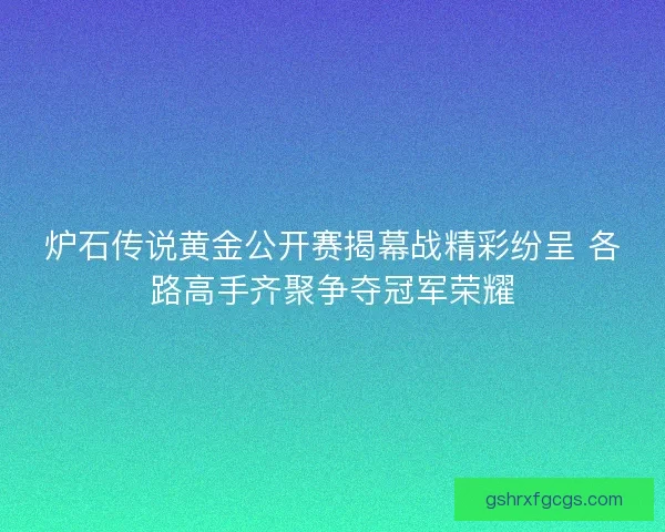 炉石传说黄金公开赛揭幕战精彩纷呈 各路高手齐聚争夺冠军荣耀
